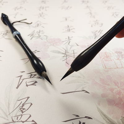 时来运转三花紫毫毛笔黑檀兔毫弹性好笔锋锐利复古小楷抄经灵飞经文征明水彩勾线白描书法练字复古国风书写笔