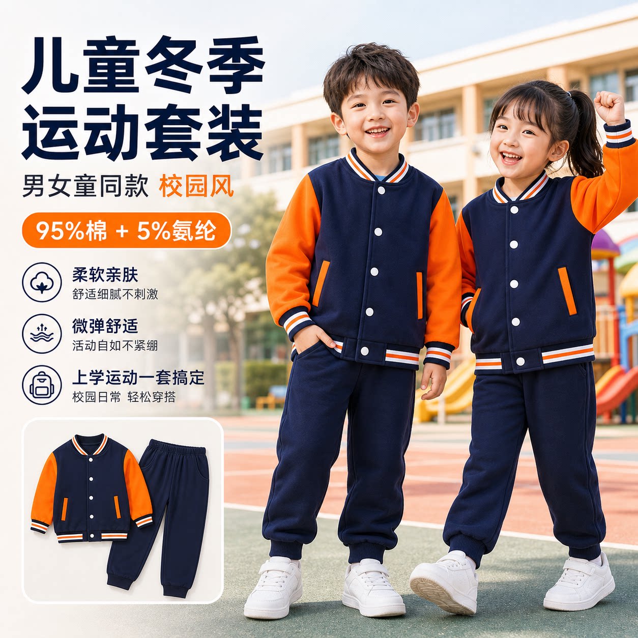 儿童校服套装新款小学生冬级加厚外套幼儿园冬天防风运动园服班服