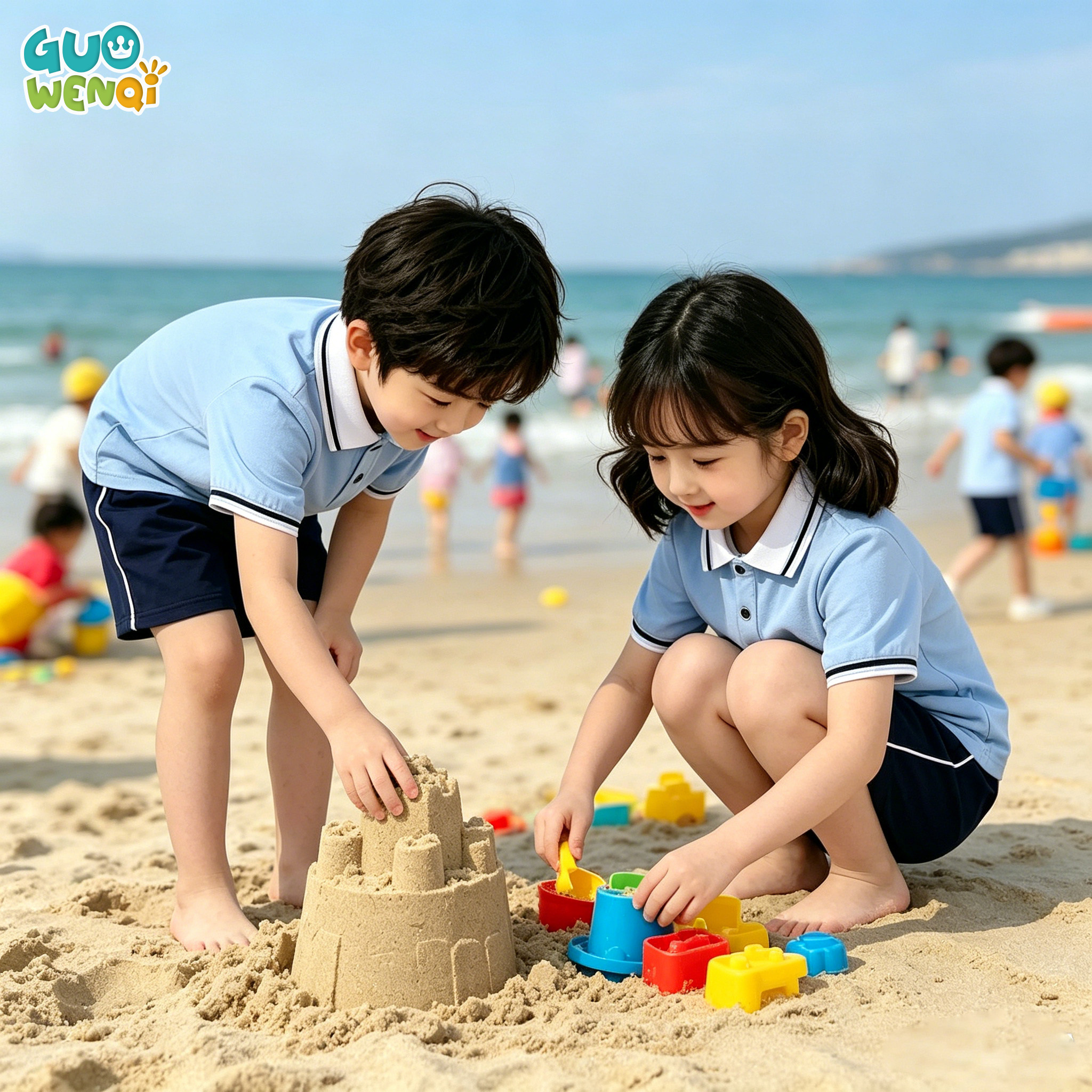 夏季透气翻领幼儿园校服定制