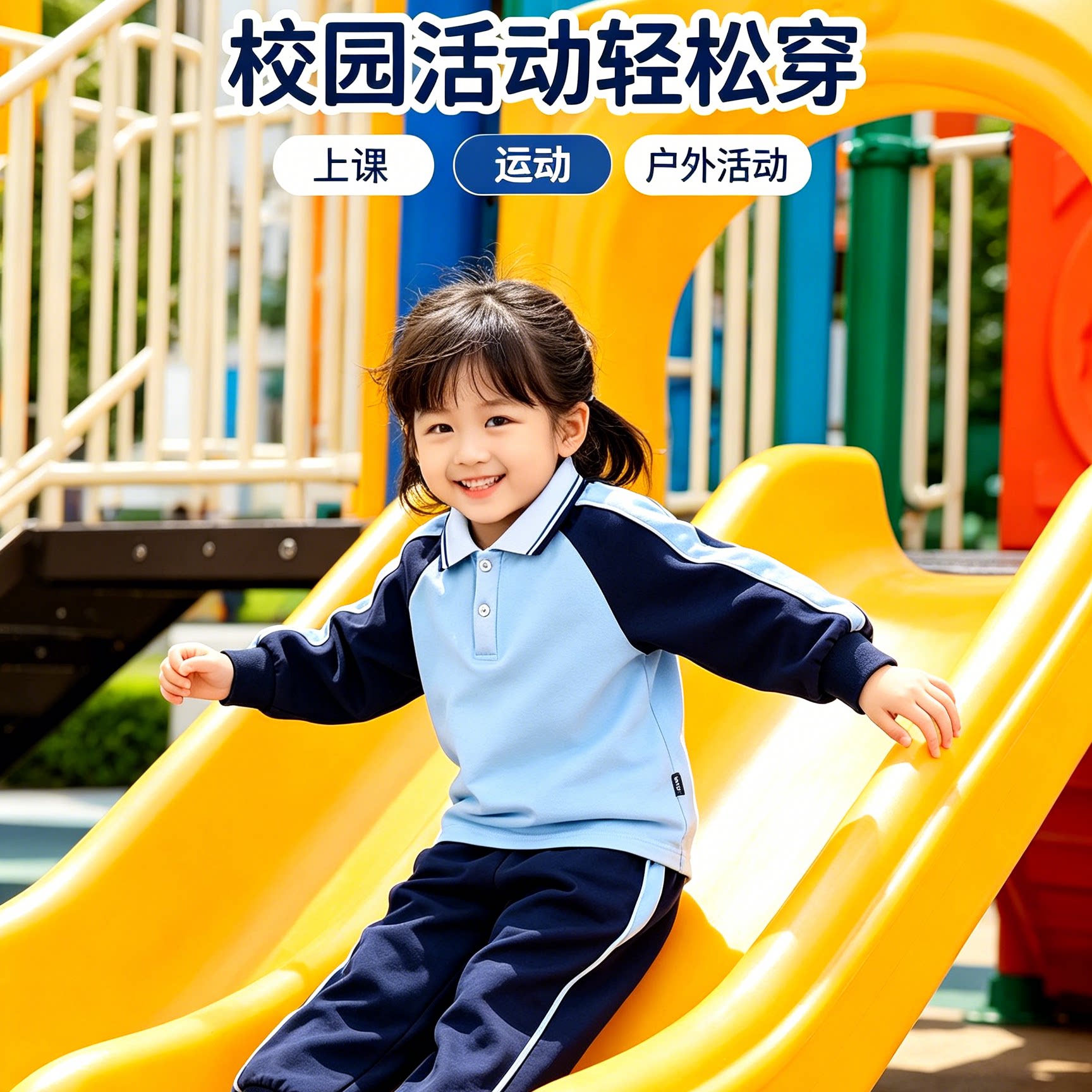 GUO WENQI幼儿园园服薄款透气春秋运动套装儿童校服英伦风耐磨