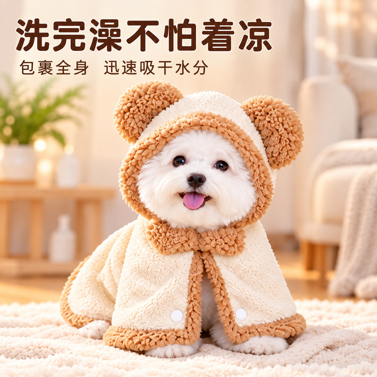 宠物吸水保暖浴巾狗狗浴袍毛巾中小型犬洗澡巾速干柔软猫咪洗澡衣