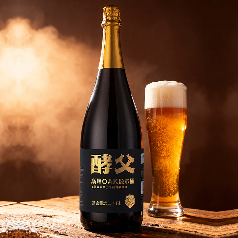 酵父巅峰OAK橡木桶高端精酿啤酒原麦汁浓度23°P度1.5L单瓶礼盒装