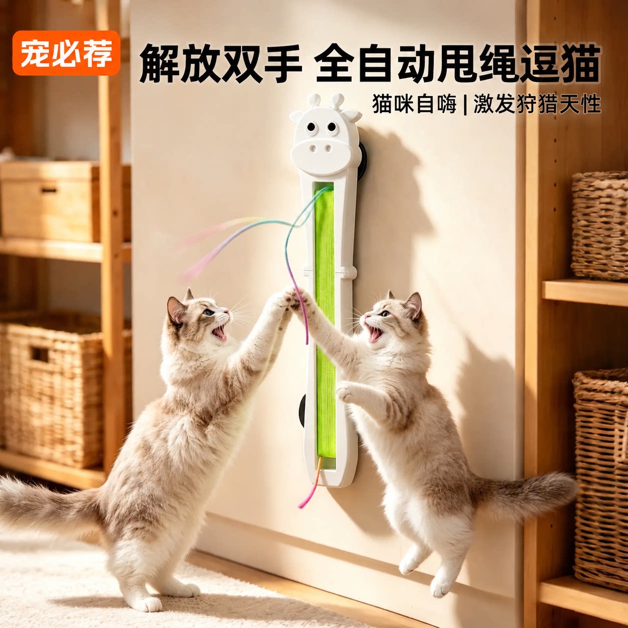 宠必荐猫咪玩具全自动逗猫甩绳机