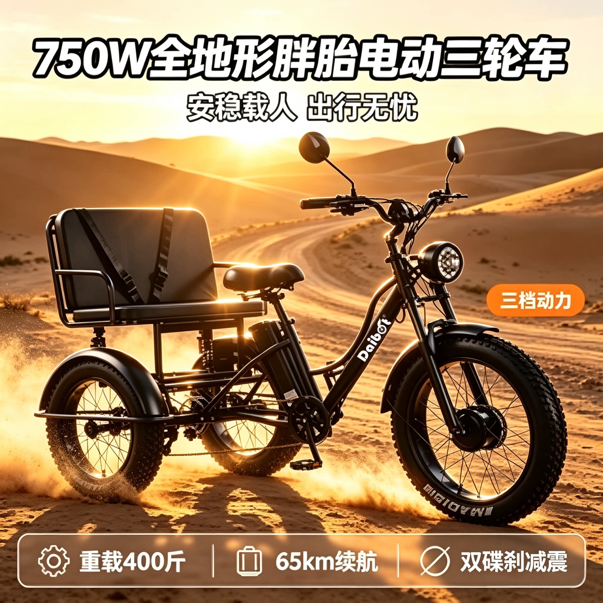 Daibot电动三轮车750W载人电三轮