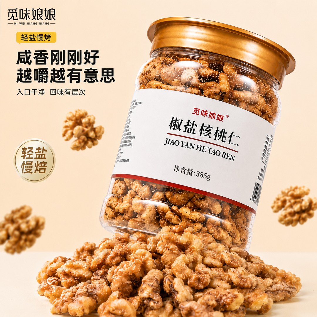 【限时立减50】椒盐核桃仁脱壳核桃仁烘烤工艺坚果炒货健康营养A