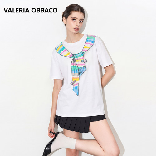 ValeriaObbaco彩虹系带短袖T恤