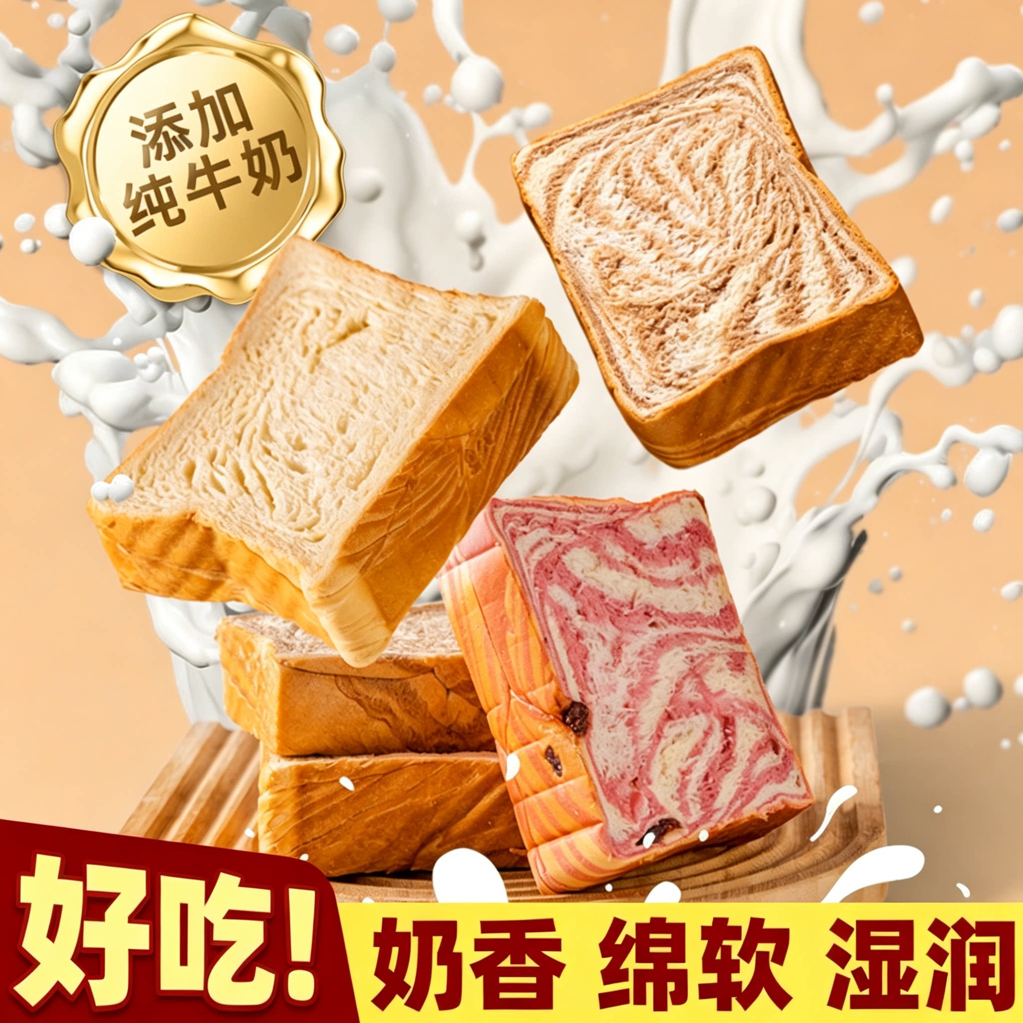 厚切牛乳吐司面包早餐代餐新鲜短保现做现发可可味玫瑰蔓越莓味