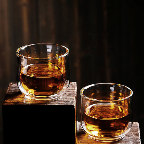 家用透明双层耐高温玻璃茶杯