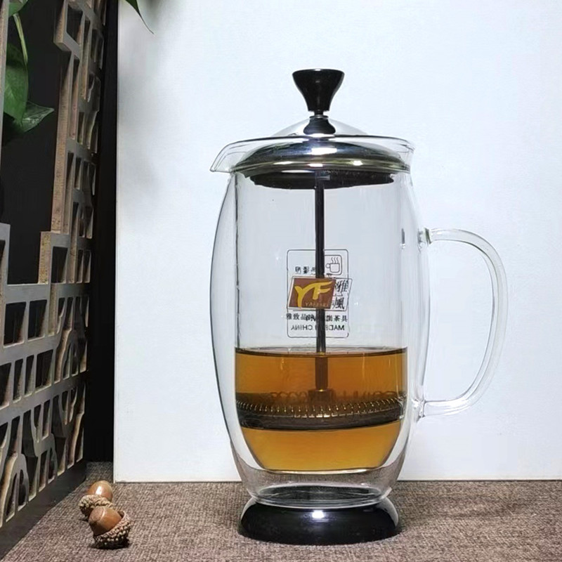 雅风双层玻璃滤压壶耐高温法式滤压壶冲茶器手冲家用咖啡器具过滤