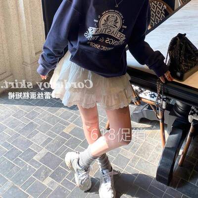 白色蕾丝蛋糕短裙女2025春新款夏季高腰显瘦a字芭蕾风蓬蓬半身裙