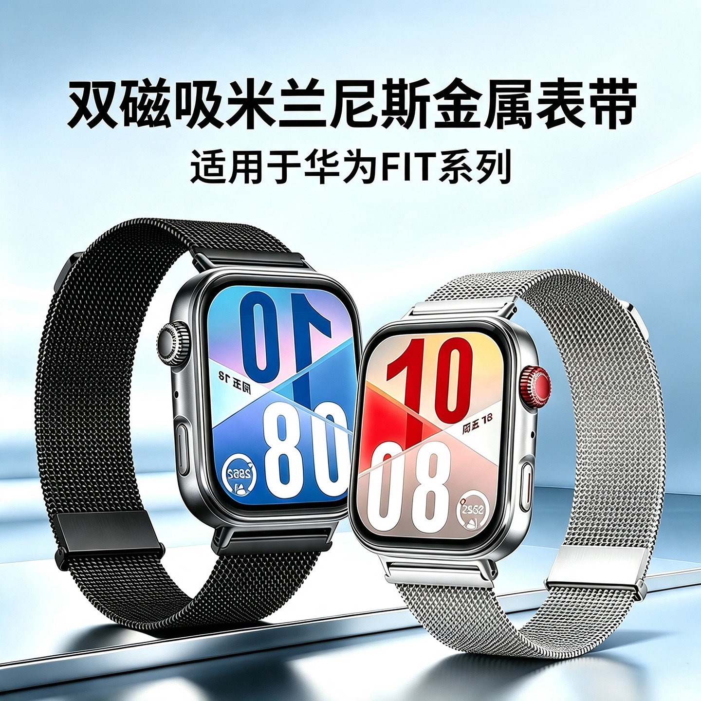 适用华为fit5手表fit5pro表带fit4pro专用一体Fit4米兰尼斯双磁吸watchfit3运动智能手环男女透气金属链配件