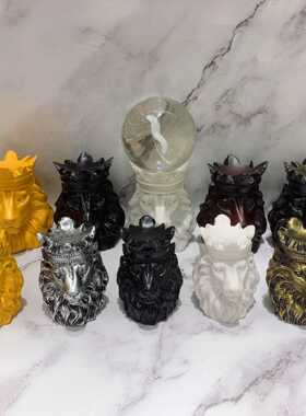 狮子头球座树脂工艺品球托水晶底座矿标玉石玉器底托现代简约球座