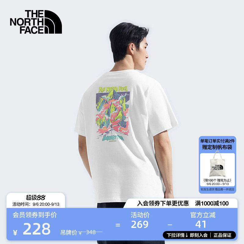 北面男女同款纯棉短袖T恤图片