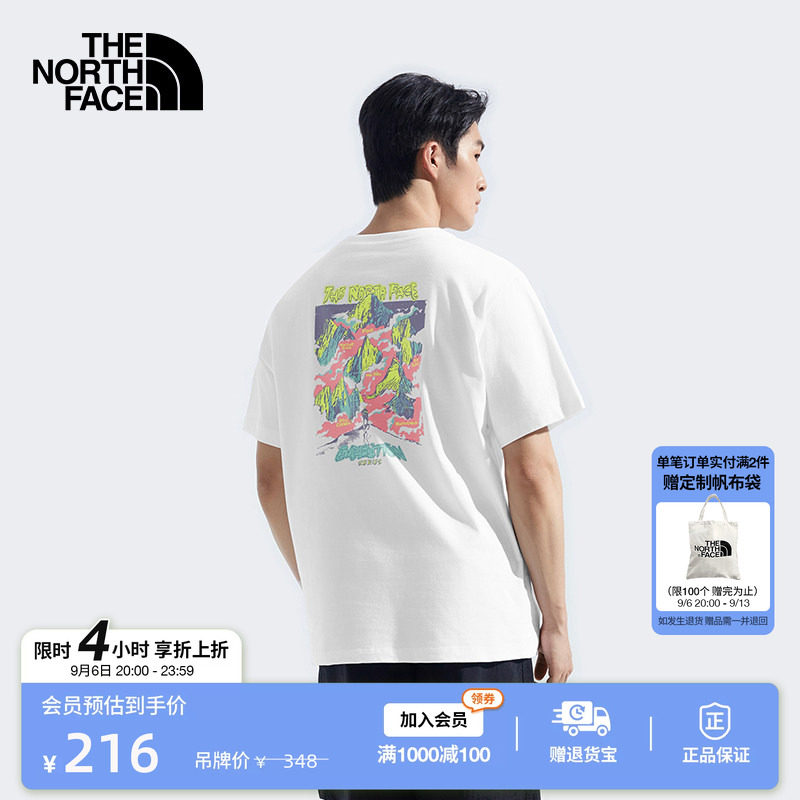 北面男女同款纯棉短袖T恤图片