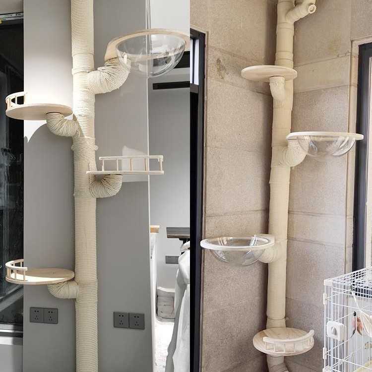 水管猫抓剑麻布改造猫爬架自制猫爬柱猫树diy包排水管材料通天柱图片