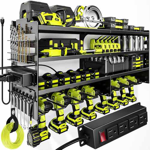 铁艺八位电动工具架壁挂手电钻收纳架车库工具架储物架螺丝刀支架
