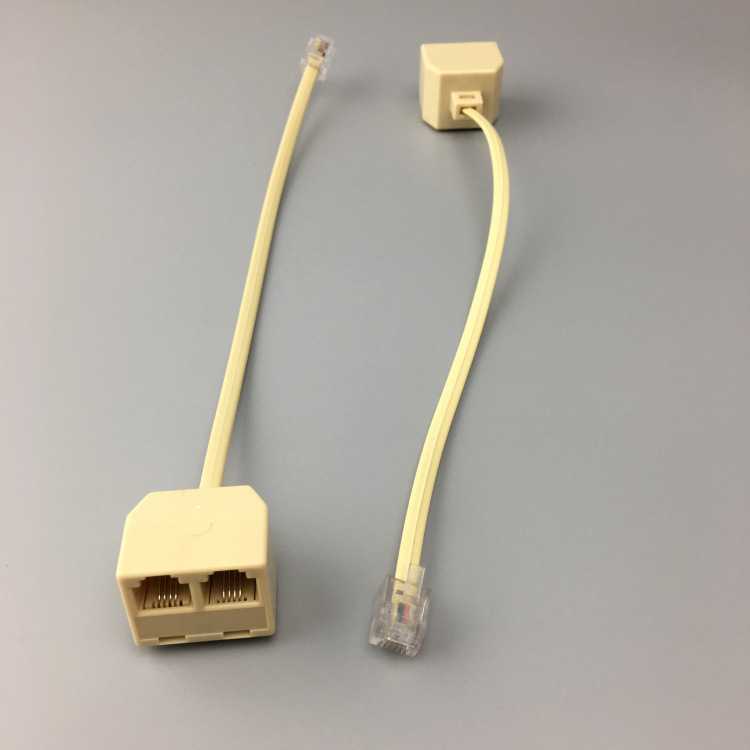 电话一分二接线盒/1分2带线牛角转接头分线器 分离器  4芯