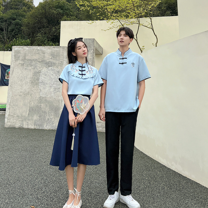 学生风朗诵情侣装毕业班中国高中生演出服服新套装民国风中式国风