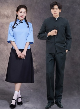 民国班服青年装学生装五四风中山装套装合唱复古学生服演出女装女