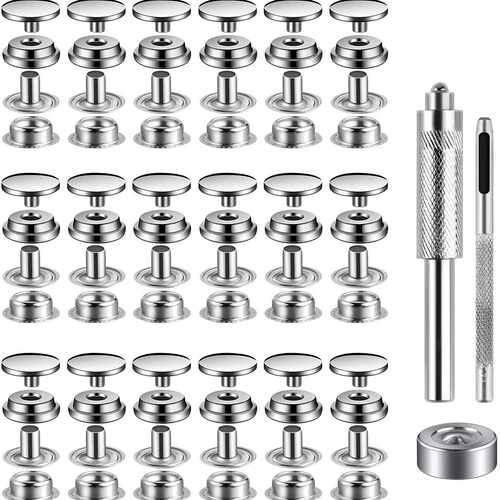 72pcs15mm不锈钢大白扣18套紧固件纽扣套件四合扣按扣暗扣供