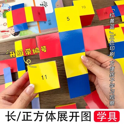 长方体和正方体展开图学具11种54种折叠纸三五六年级数学模型K