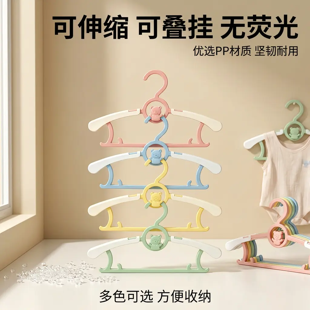 【下单立减50】儿童衣架可伸缩可连挂无痕防滑婴儿宝宝衣撑耐用ZF