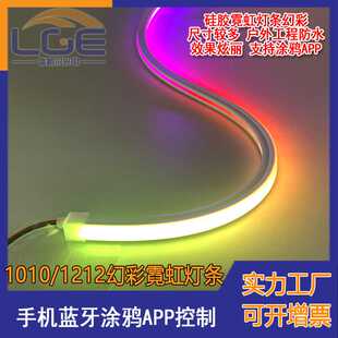 1010幻彩硅胶霓虹灯条24V断点续传WS2818全彩灯带1212 1616线条灯