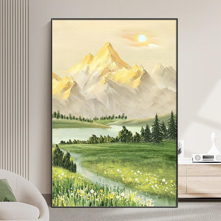 日照金山装饰画客厅落地画山水风景挂画沙发背景墙级感玄关壁画