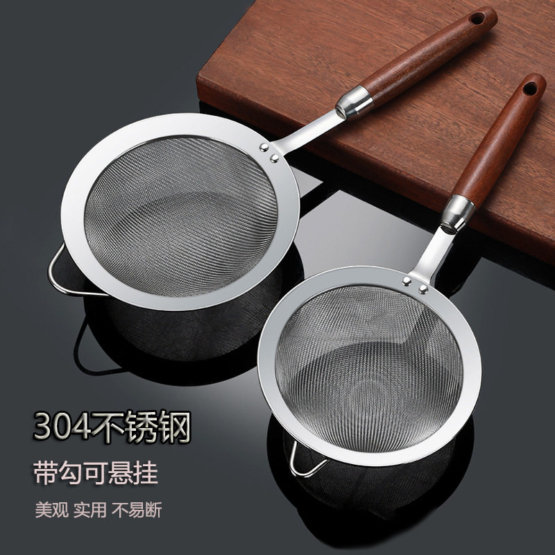 新款 不锈钢短柄捞篱豆浆过滤网家用厨房网漏细网中漏勺油炸捞漏图片