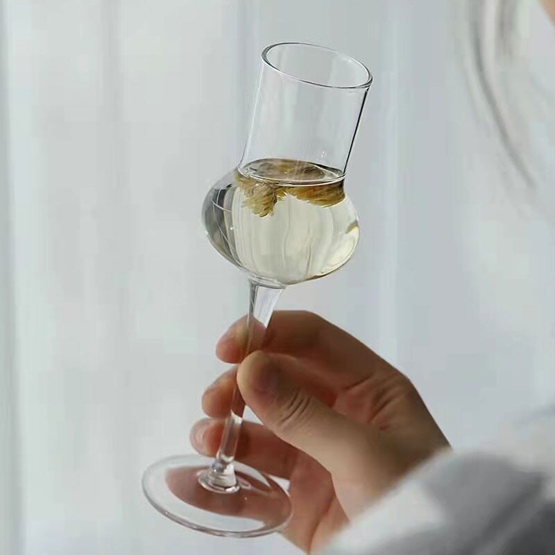 日式新款耐热玻璃高脚品鉴茶杯