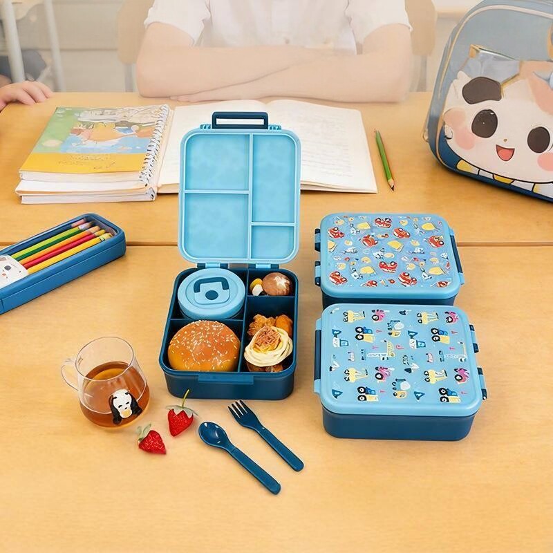 学生便当盒午餐盒格密封饭盒食品级欧美单扣大便当盒汤盅汤套装