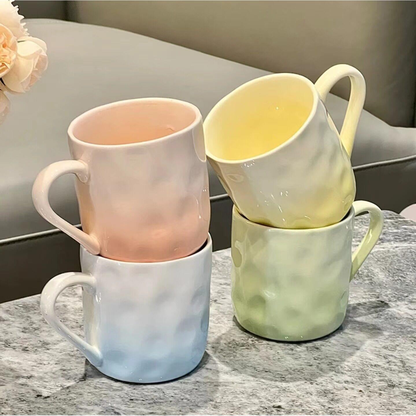 包邮套杯渐变马克杯家用女生喝水杯设计感陶瓷杯子情侣套杯礼品