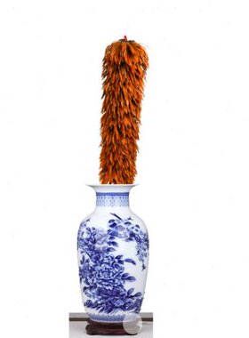 鸡毛掸子收纳瓶插鸡毛掸子的花瓶仿古青花瓷摆件客厅富贵插花干花