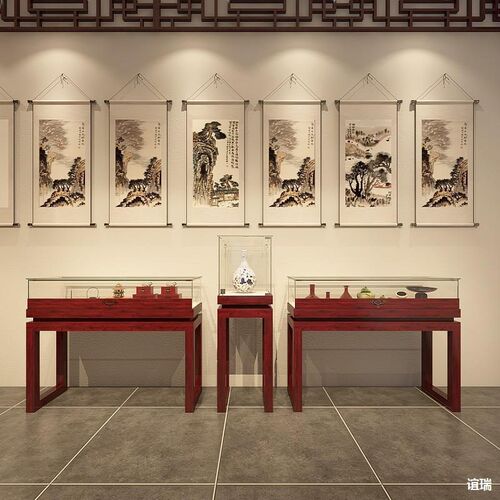 实木中式覆古珠宝博物馆文玩古董首饰展柜玉器玻璃饰品展示柜台