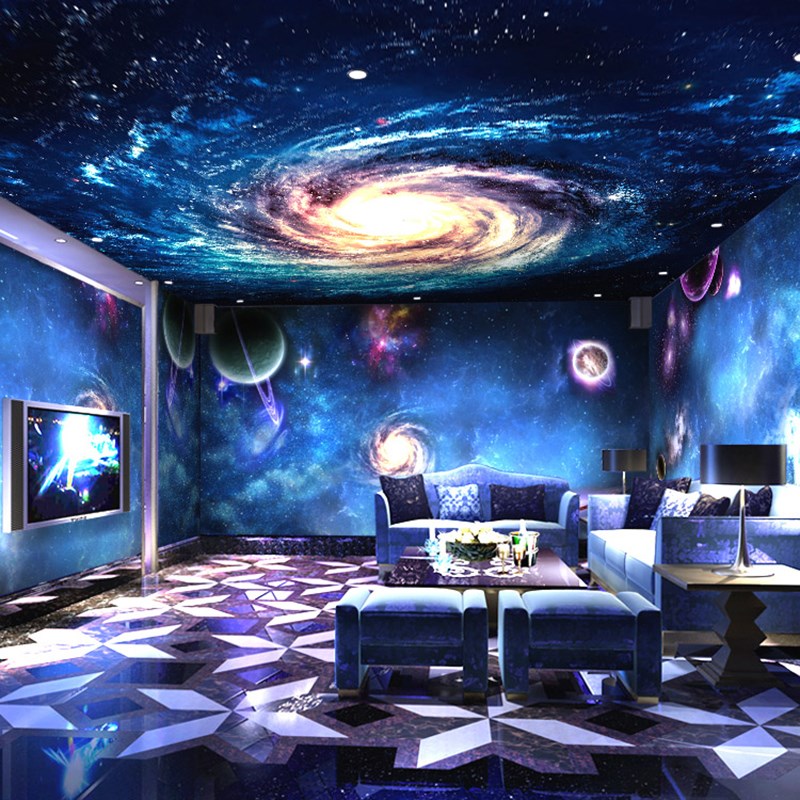 3d星空墙纸主题酒店宾馆网咖壁纸吊顶天花板壁画KTV酒吧背景墙布