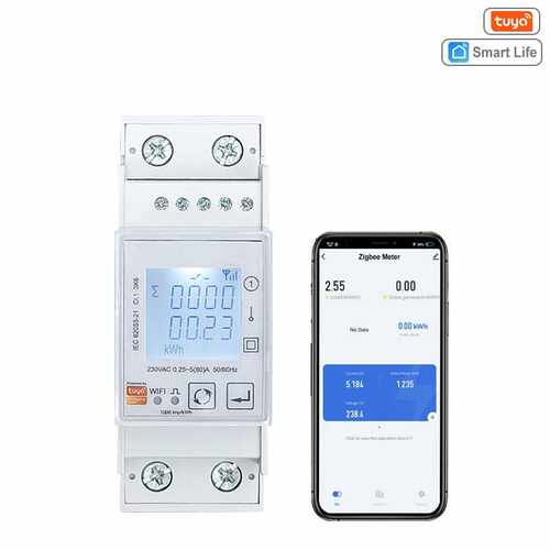 WIFI/ZigBee单相智能无线导轨电表双向测量太阳能 230V 80A