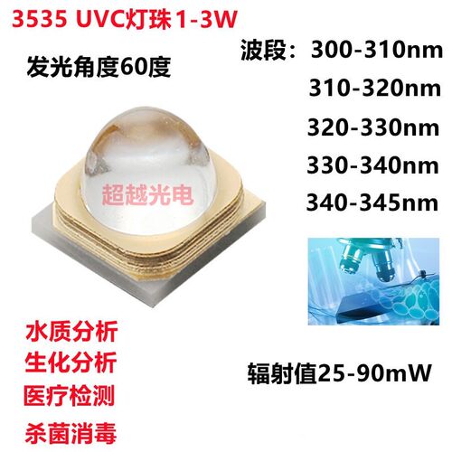3535深紫外320nm 3535UVB325nm 320nm紫外线LED 1-3W 高辐射