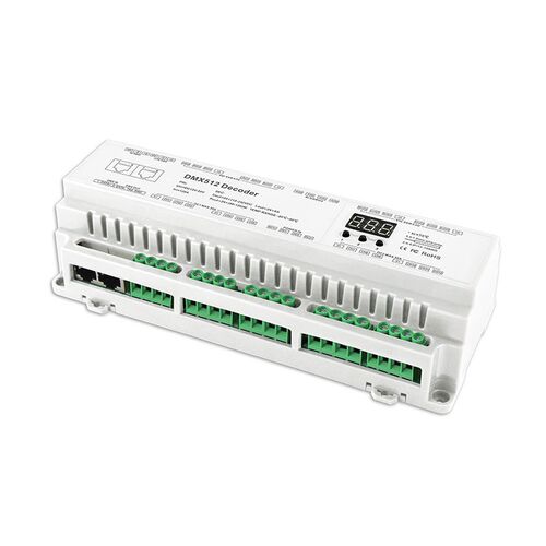 新品 导轨式DMX512恒压解码器工程款8组RGB 24路DMX解码器8/16bit
