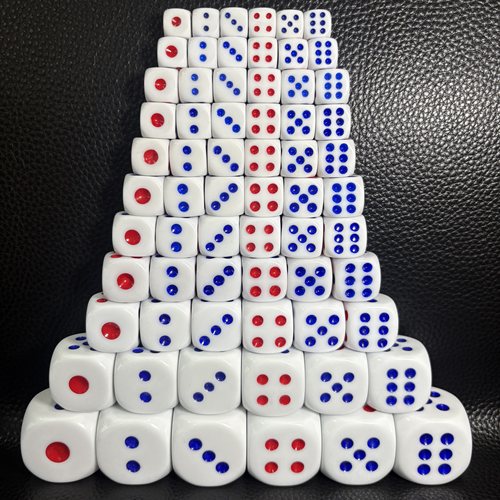 大号小号便携骰子白色红蓝点骰子