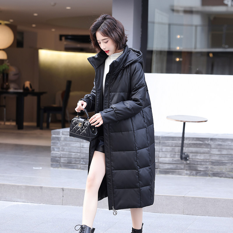 真皮皮衣女中长款2026新款冬季韩版宽松绵羊皮羽绒服黑色皮草外套