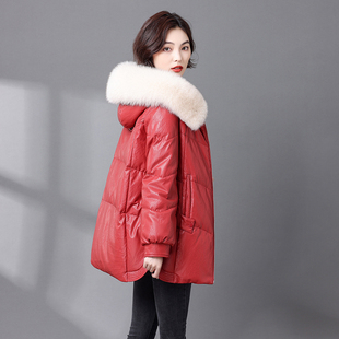 真皮羽绒服女短款2025冬新款加厚狐狸毛领皮草绵羊皮大码海宁皮衣