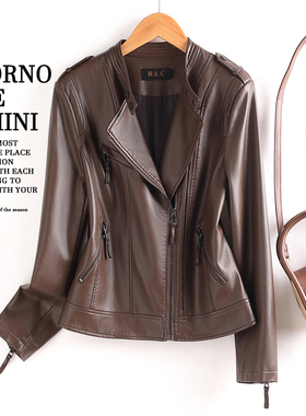 海宁真皮皮衣女短款2025春秋新款韩版修身黑色绵羊皮夹克小外套潮