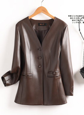 真皮皮衣外套女短款绵羊皮2025春秋新款气质名媛高级感黑色小西装