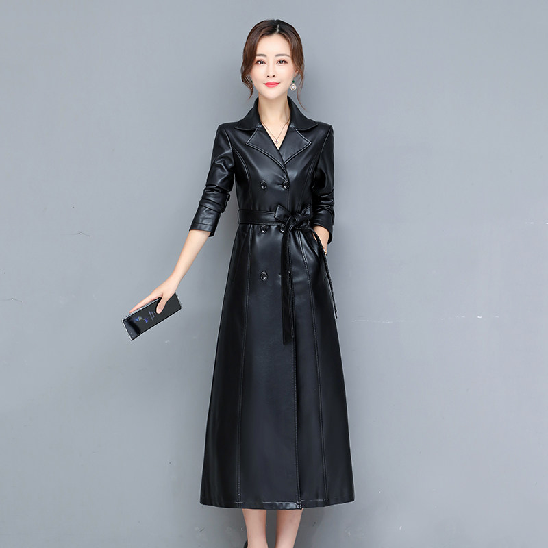 2026年新款真皮皮衣外套女春秋时尚修身气质中长款过膝绵羊皮风衣