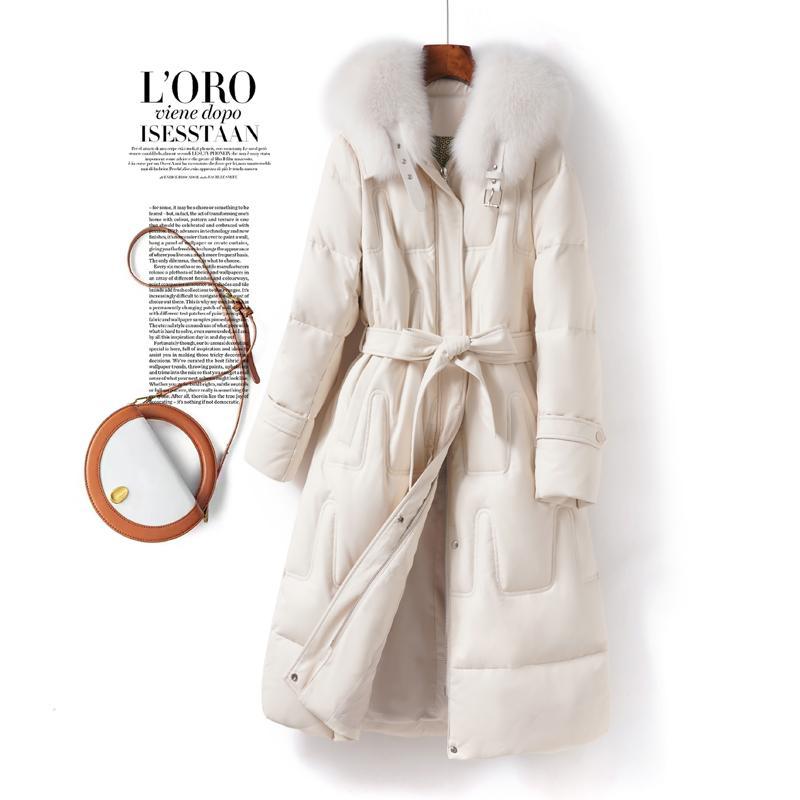 真皮羽绒服女中长款绵羊皮外套