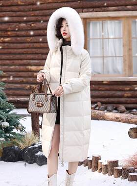 真皮羽绒服女中长款宽松皮草外套