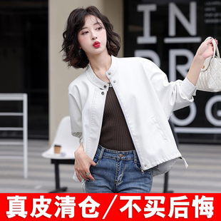 2025秋冬新款真皮皮衣女短款绵羊皮韩版宽松高级感黑色皮夹克外套