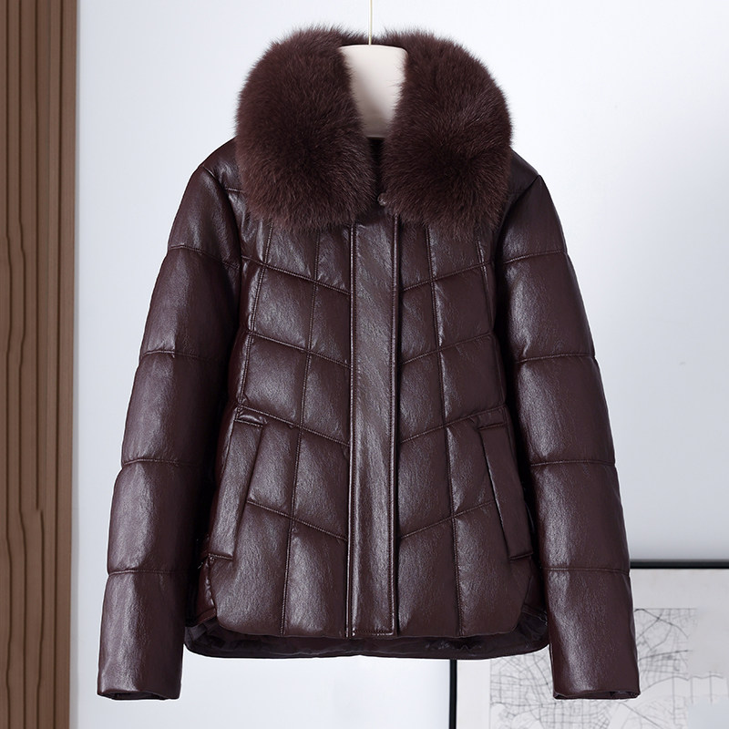 2025新款真皮羽绒服女短款狐狸毛领中老年妈妈绵羊皮海宁皮衣外套,女装/女士精品,皮衣,淘宝优惠券,粉丝福利购,淘宝优惠卷