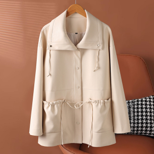 高级感绵羊皮风衣 新款 海宁真皮皮衣外套女中长款 宽松显瘦2026春季