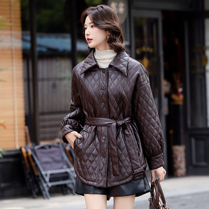 真皮皮衣外套女2025新款爆款洋气秋冬棉服小个子中长款风衣皮夹克